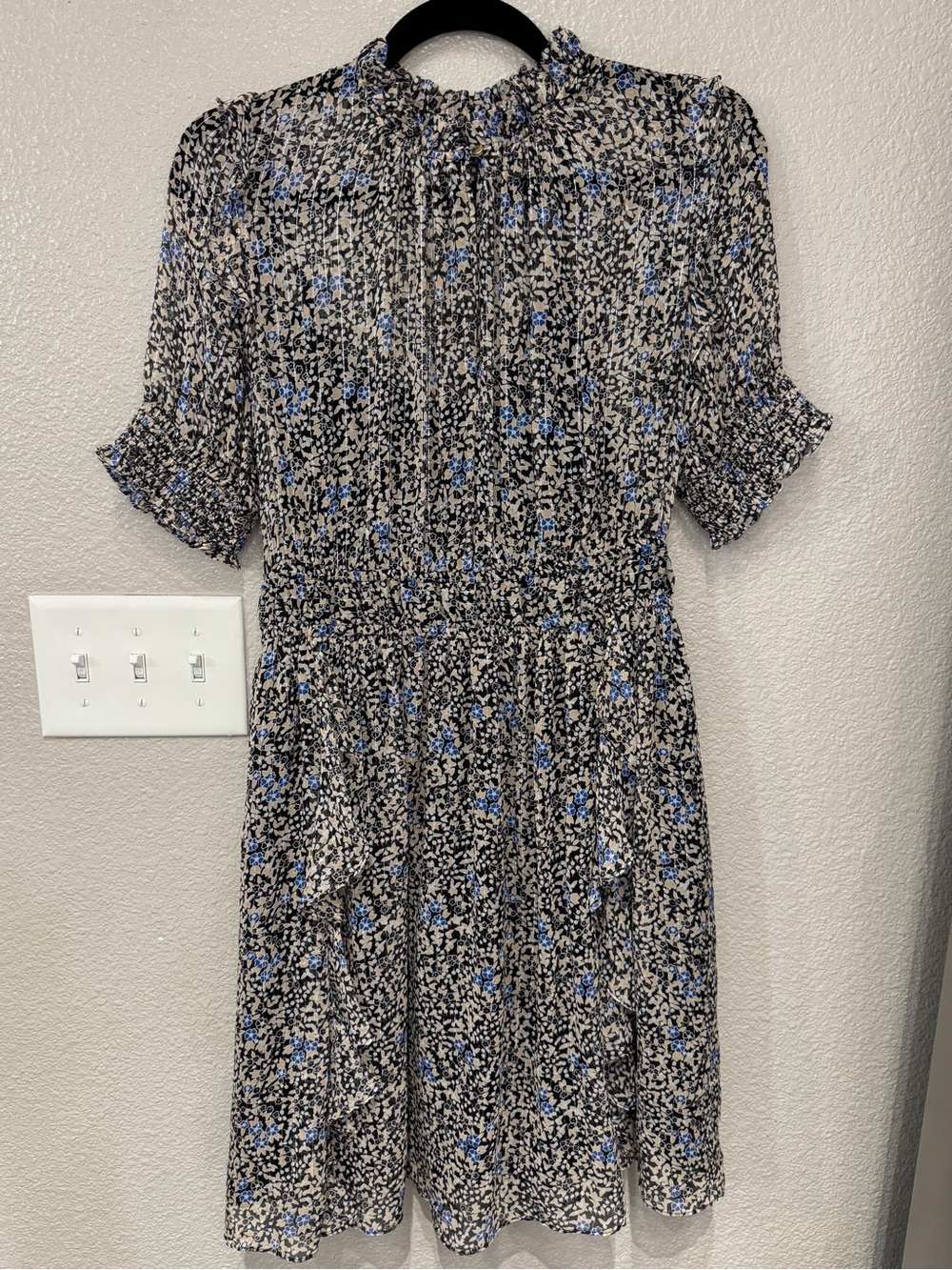 Shoshanna for Anthropologie Perla Silk Metallic Floral Mini Dress Whimsical